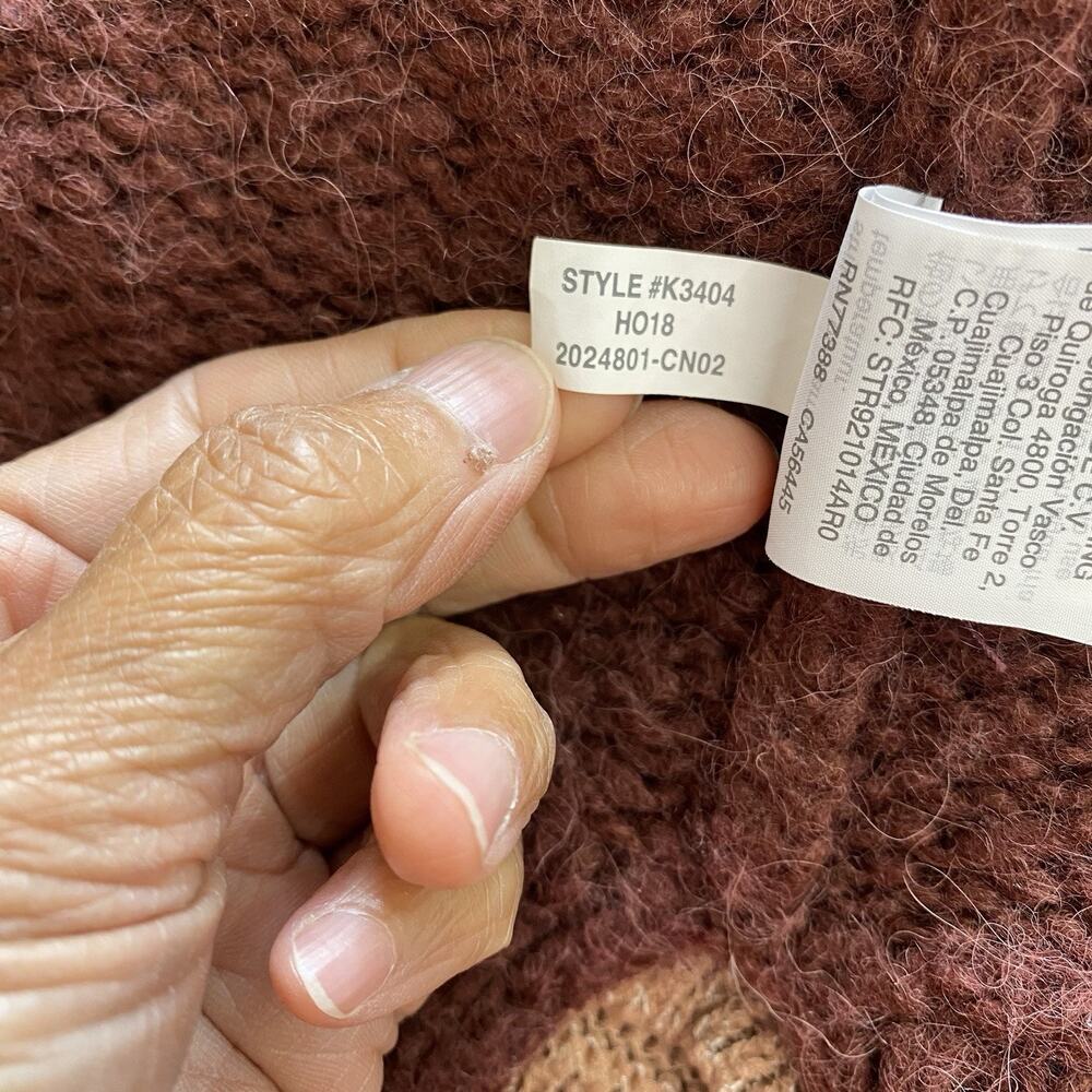 Madewell Wool Alpaca Open Front Cardigan XXS Rust Maroon Brown Cozy Fall Sweater - Picture 5 of 10